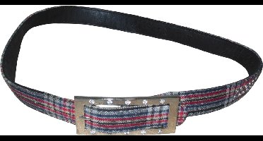 Dames riem geruit-patroon diverse kleuren met strass steentjes