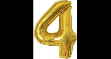 New Age Devi - Cijferballon-Folieballon 70cm - Goud - Cijfer 4