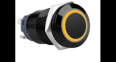 Push schakelaar gele verlichting - 16mm- met socket