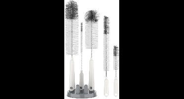 Flessenborstel - Flessenborstel Siliconen - Fles Afwasborstel - Drinkfles Borstel - Flessenreiniger - Glazenborstel - Speenborstel - Flessenlikker - Pottenlikker - Vaatwasserbestendig Schoonmaakborstel - 5 Stuks - Grijs