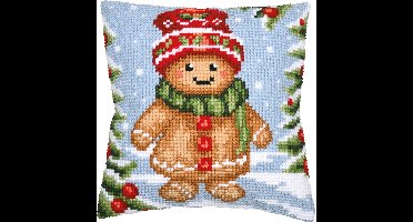 Vervaco - Kruissteekkussen kit - Kerst - Gingerbread guy - PN-0214122 - Borduren - Borduurpakket - Borduurpakket volwassenen - Borduurpakket kind