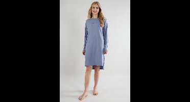 TOM TAILOR Charlotte Dames Nachthemd - lange mouwen - 100% katoen - Blauw