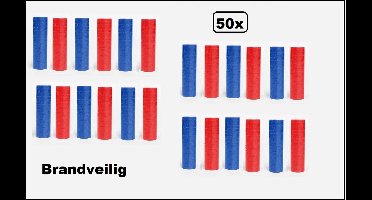 50x Serpentines rollen blauw en rood - Papier - BRANDVERTRAGEND - Carnaval- festival - optocht - feest - party - serpentine - brandvertragend -