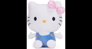 Hello Kitty Zittend (Blauw/Wit) Pluche Knuffel 18 cm - Speelgoed knuffels voor kinderen jongens meisjes - Hello Kity Kat Cat Plush Toy - Kuromi, Sanrio, My Melody