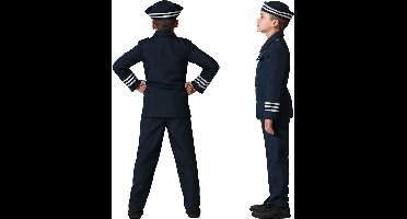 Atosa Matroos/zeeman verkleed kostuum - blauw - voor kinderen - 3-delig - beroepen verkleedkleding 140