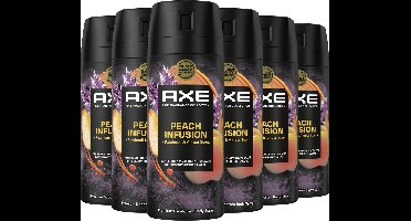 AXE Fine Fragrance Collection Premium Deodorant Bodyspray - Peach Infusion - 6 x 150 ml - Voordeelverpakking