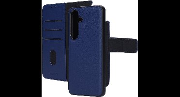 Mobiparts hoesje geschikt voor Samsung Galaxy S25 - Wallet 2-in-1 Boekhoesje - MagSafe - Echt Leder - Uitneembare Case - Sterke Magneet Sluiting - Contactloos betalen - Blauw