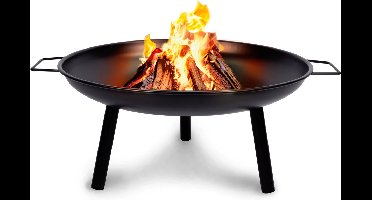 alpina Vuurschaal Ø60 cm - Vuurkorf voor Buiten met Handvaten - Tuinhaard op Brandhout - Terrashaard 3 Poten - Tuinkachel voor Kampvuur - Terraskachel - Carbon Staal