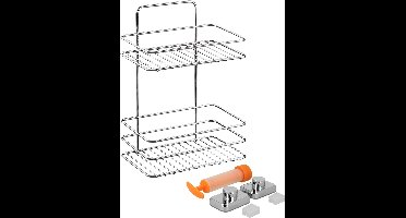 Metaltex - Doucherek Reflex - voor handdoeken - 2 lagen - Badkamerrek - Met vacuum-fix montageset - Chrometherm