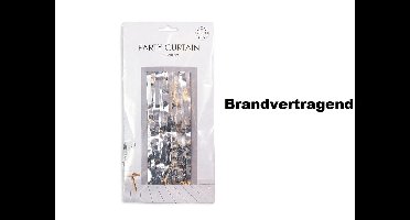 Set Folie gordijn metallic 2,4m x 1m zilver Brandvertragend + vlaggenlijn zilver 10 meter BRANDVERTRAGEND