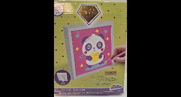 Diamond Painting voor kinderen - Pandabeer met hart - Inclusief frame - 15x15 cm - vanaf 6 jaar