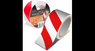 Handy - Waarschuwingstape Zelfklevend - 33 Meter x 5 CM - Rood/Wit Waarschuwing Tape voor Trap, Vloer, Drempel - Waterproof - voor Binnen en Buiten