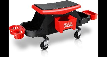 CCLIFE werkplaatskruk, rolkruk, werkplaatsrolstoel, 970 x 310 x 350 mm kruk, 180 kg, met opbergbox en pallets, verrijdbaar rolkruk, vergrendelbare wielen