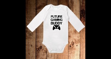 Romper met tekst 'Future Gaming Buddy' | Gaming Babykleding | Kraamcadeau - lange mouw - Maat 62