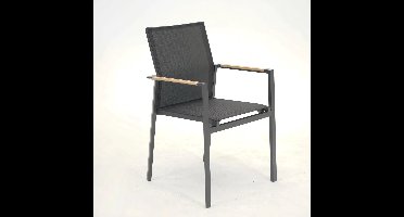 Stapelstoel Delia Zwart teak arm