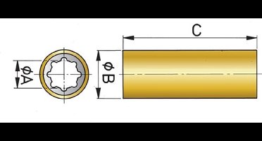 Vetus rubberlager met messing mantel 45mm