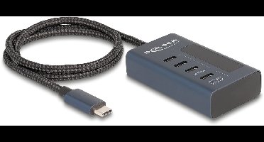 Delock USB 10 Gbps Hub with 4 USB Type-C™ Ports thereof 3 x Data Port + 1 x Data and PD 20 Watt with power indicator
