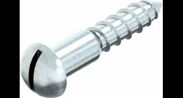 Houtschroef. 3.5 x 16mm. lang. rondkop. bolkop. gleufkop. verzinkt. 200 stuks. Deltafix.