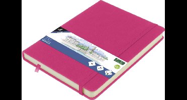 Kangaro schetsboek - A5 - hot pink - met elastiek en lint - 2 stuks - K-861290