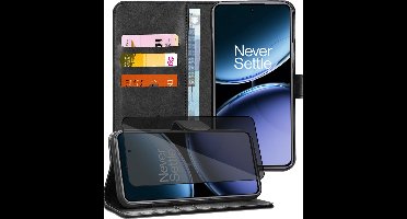 Hoesje geschikt voor OnePlus Nord 4 - Privacy Screenprotector Volledig Dekkend Glas - Portemonnee Book Case Zwart