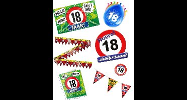 18 jaar verjaardag versiering pakket – vlag - gevelvlag – ballon – paperdreams