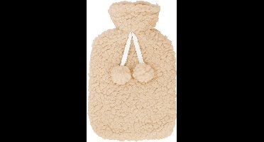 Kruik met Teddy Hoes 29x17x4 cm - Warmwaterkruik - Warmtekruik - Warmte Kussen - Beige - Deluxa
