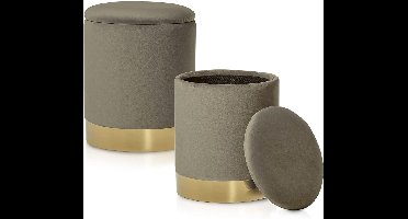 ApexArte® Fluwelen Voetenbank Set met Opbergruimte en Multifunctioneel Ontwerp voor Woonkamer - Taupe