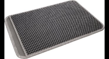 Flamingo Kattenbakmat Matz Grijs – 61 cm L x 41 cm B x 1.3 cm H,Antislip, Waterdicht - Honingraatstructuur - Uitloopmat - Placemat Kat - Schoonloopmat Kattenbak - Kattenbak Accessoires - Katten Grit Opvanger - Katten Mat