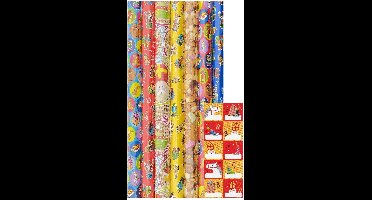 Sinterklaas cadeaupapier - Inpakpapier - 200 x 70 cm - 7 rollen inclucief labels
