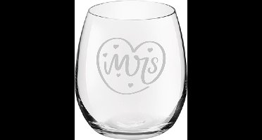 Gegraveerde drinkglas 39cl Mrs. In hartje