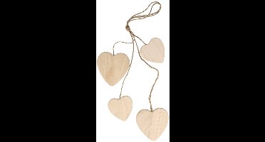 4 hangende harten 6x6,5cm - 8x8,5cm hout - Artemio