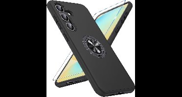 Backcover Shockproof Inclusief Screenprotector Gehard Glas - Hoesje Geschikt voor: Samsung Galaxy A15 - Zwart