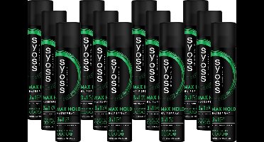 Syoss Max Hold - Haarspray - Styling, Verzorging, Herstel - Sterke Fixatie - 48u Hold - Vochtbestendig - Voordeelverpakking - 12x 75ml