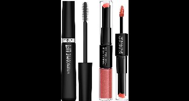 L’Oréal Paris Telescopic Lift Mascara & Infaillible 24H Lipstick 312 Incessant Russet Lipstick Giftset – Mascara voor lange, gelifte wimpers en volume +5mm - Langhoudende 2-staps Lipstick met Vitamine E - Routine Bundel