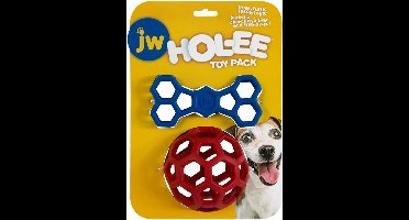JW Hol-ee Duo - 11.5 & 14 cm - Hondenspeelgoed - Hondenbal - Apporteerspeelgoed - Speelgoed voor Honden - Roller en Bone