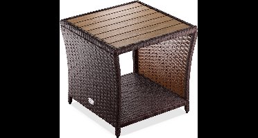 Casaria Bijzettafel - Polyrattan Vierkant 45x45x40cm - Bruin