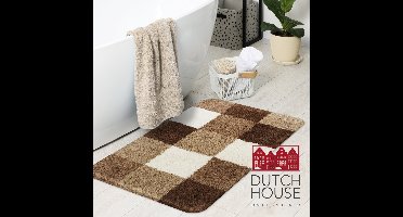 Dutch House Badmat Brest - Badmat 60X90cm - Bruin - Antislip - Badmatten - Anti Slip Douchemat - Badkamer Mat - Snel Absorberend - Snel Drogende Badmat