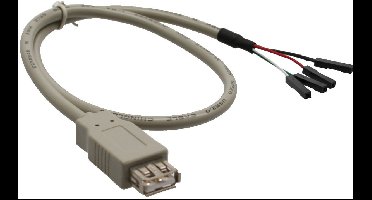 InLine® USB 2.0 adapterkabel, female A naar paalconnector, 0,40m