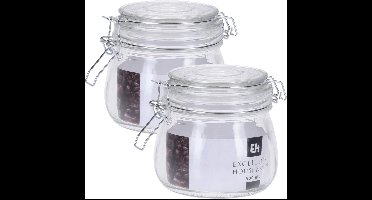 Excellent Houseware keuken voedsel opslagpotten - 10x stuks - 500 ML - met beugel sluiting - glas - weckpotten - inmaakpotten