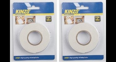 2x Dubbelzijdig tape - 19 mm x 2,3 meter - tweezijdig tape