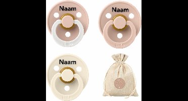 BIBS fopspenen met naam - T3 - Blush, Ivory & Blush Glow - 18+ maanden - spenen - speen - fopspeen - BolleToet speenzakje