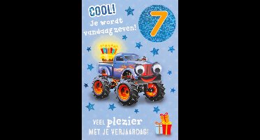 Depesche - Kinderkaart met de tekst "7 - Cool! Je wordt vandaag zeven!" - mot. 014
