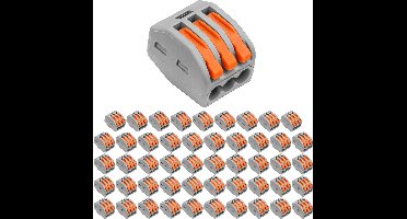 Lasklem - Verbindingsklem - 50 Stuks - 3 Polig met Klemmetjes - Grijs/Oranje