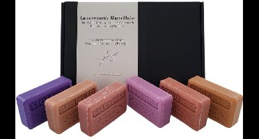 Zeep brievenbuscadeau savon de marseille Violet, Bois de santal, Calendula, Rode klei, Kaneel sinaasappel, Fleur de iles - dierproefvrij - vegan - handgemaakt