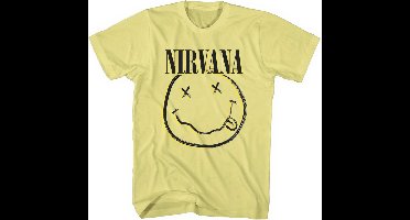 Nirvana - Inverse Happy Face Heren T-shirt - 2XL - Geel