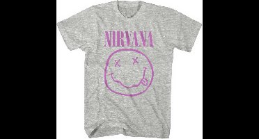 Nirvana - Purple Happy Face Heren T-shirt - M - Grijs