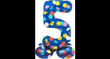 Folat - Staande folieballon Cijfer 5 Colorful Dots - 72 cm