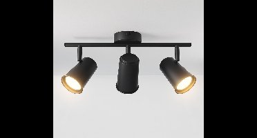 HOFTRONIC - Riga LED Plafondspot 3 Lichts GU10 - Zwart - Spotje - Opbouwspot L474mm - Modern - Plafondlamp Woonkamer, Slaapkamer, Gang, Keuken