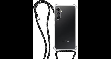 Hoesje - Geschikt voor Samsung Galaxy A34 - Met Koord - Shock Proof - Siliconen Case - Back Cover - Telefoonkoord - Telefoon Hoes Shockproof - Telefoonketting - Transparant