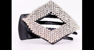 Haarklem ruitvormig zwart met strass